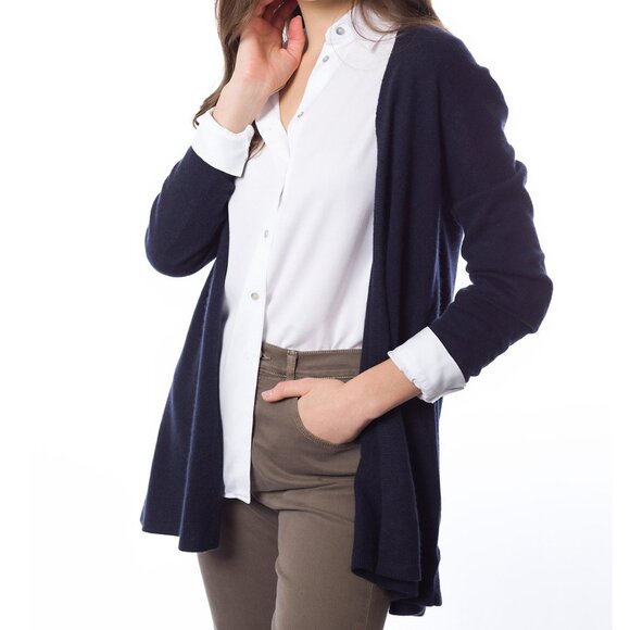 NWT! DongLi - 100% Cashmere Lofty Longline Cardigan in Classic Navy - Many Sizes